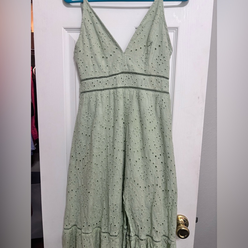 Elegant Green Eyelet Dress
